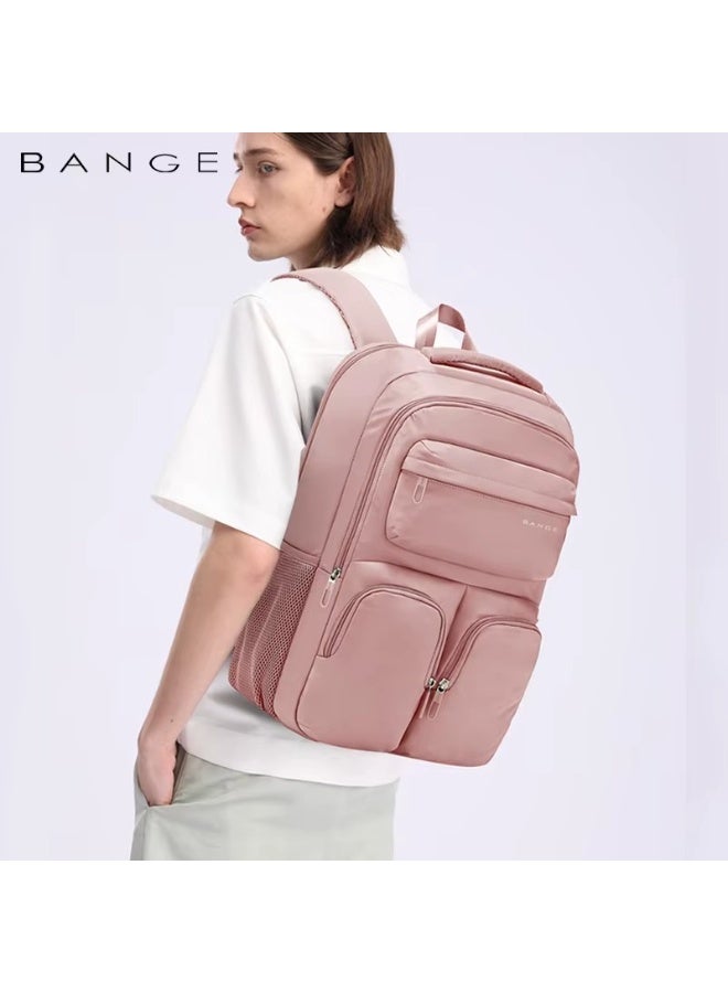 بانجي Bange 1807 Pink polyester unisex travel backpacks laptop waterproof - Image 4